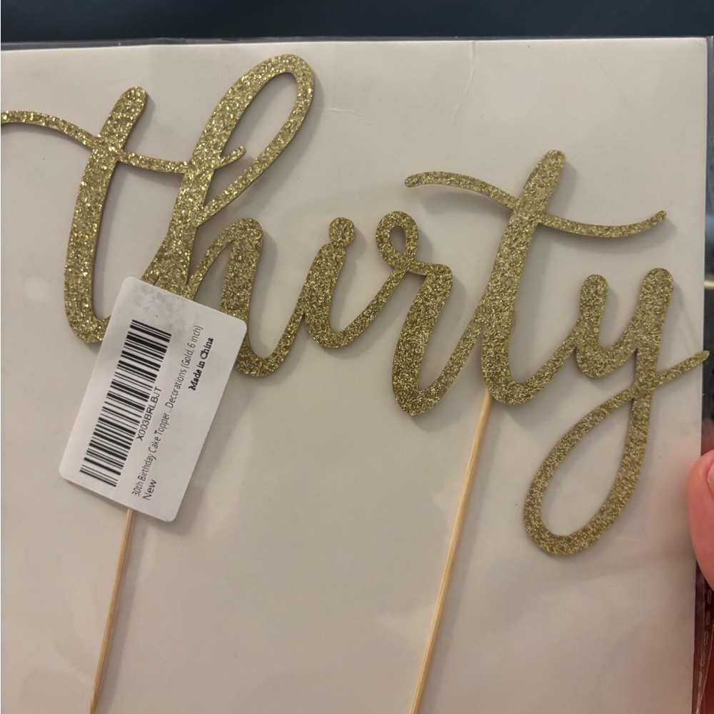 Gold Glitter 'Thirty' Cake Topper